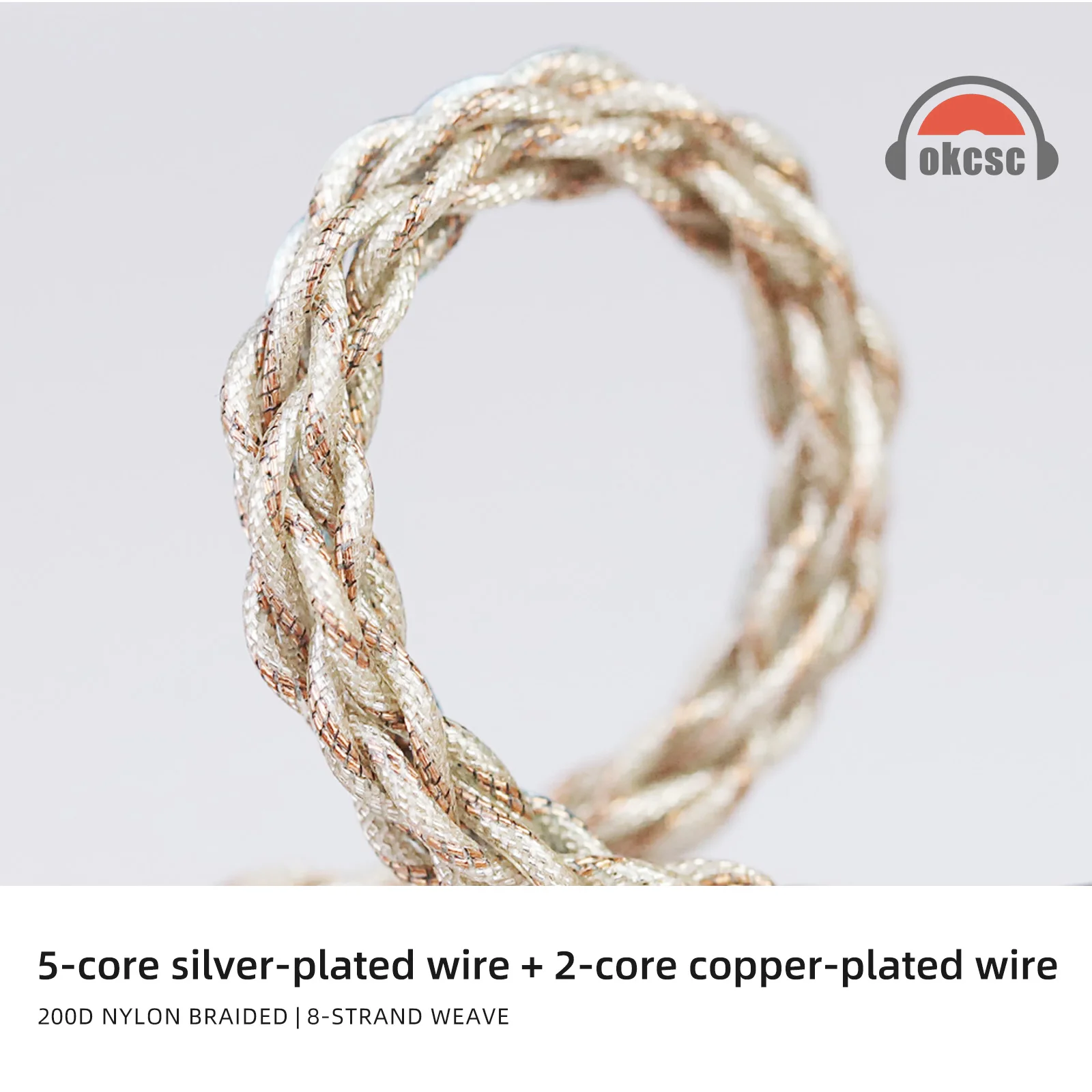 OKCSC WTA5 AUX Cable Universal Detachable OFC Bidirectional Cable Gold-Plated Plug 8-core Braided Audio Cable 6 Plugs Optional