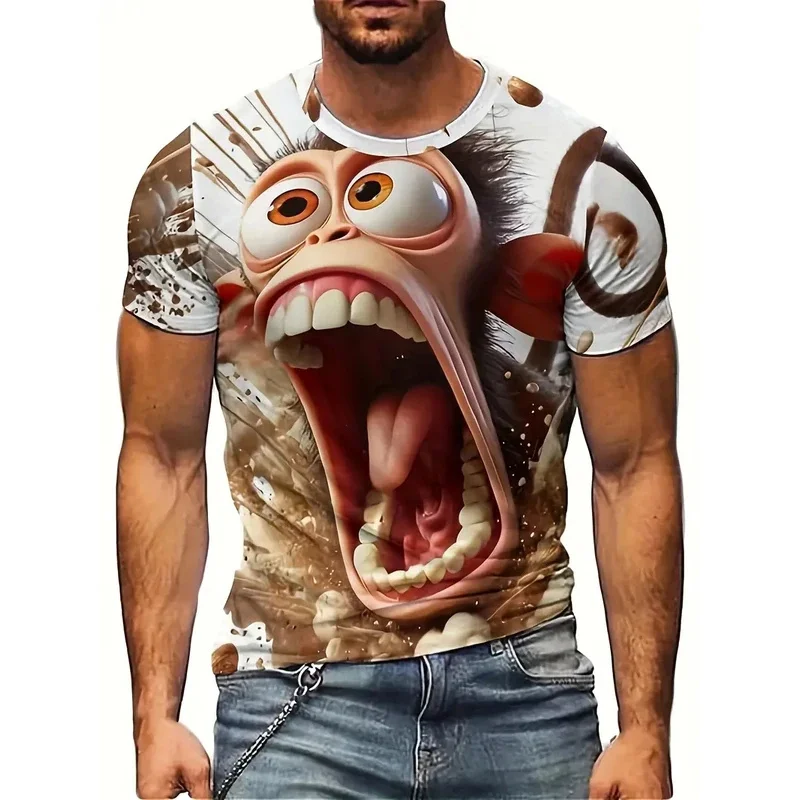 

New Men's T-shirt 3D Funny Monkey Cartoon Print T-shirt Men's and Women's Fashion Short Sleeve Funny T-shirt Men's T-shirt