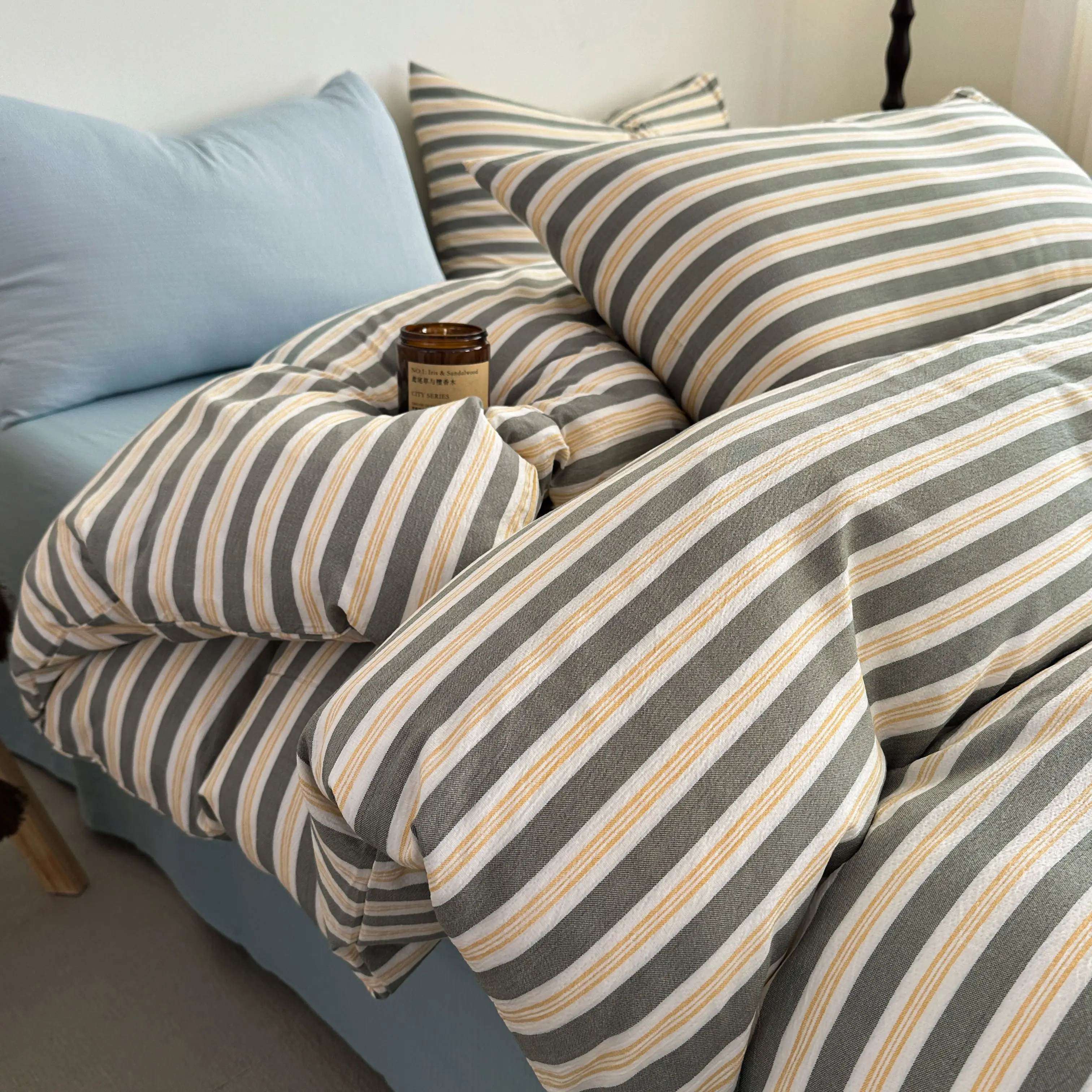 Striped Printed Duvet Cover Plaid Japanese Style Funda Nórdica Single/Queen Skin-friendly Funda Nordica 150 Cama Quilt Covers