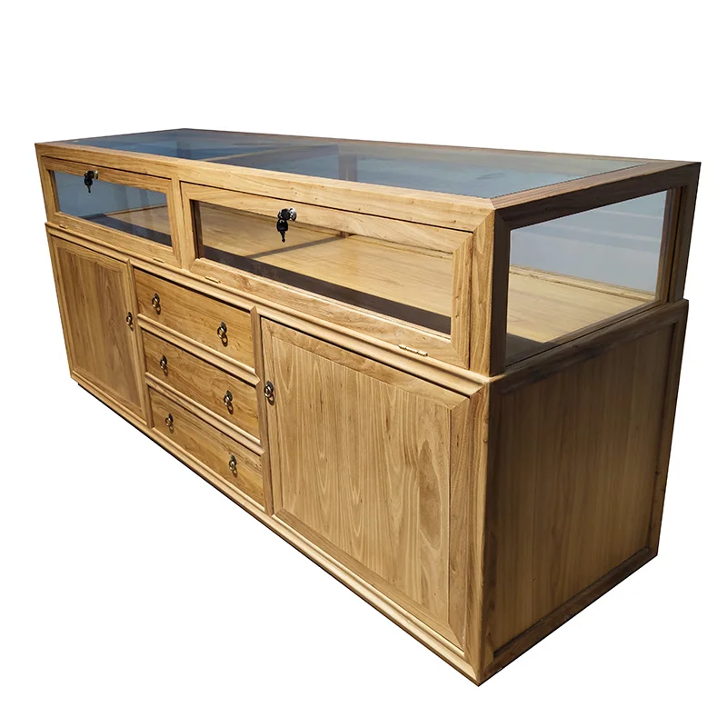

Wenwan Walnut Display Cabinet Set Table Buddha Bead Jewelry Display Container Display Cabinet Glass Perfume Tea Cabinet