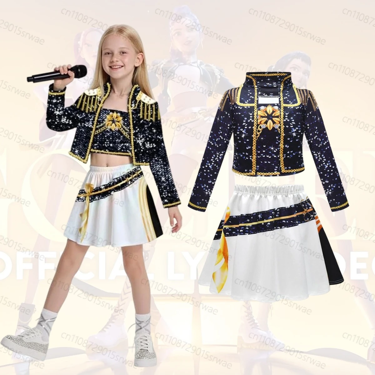 

2025 Demon Hunter Kids Black Gold Rumi Zoey Mira Cosplay Costumes Cool Detailing Comfortable Fabric Group Idol Cosplay Outfit