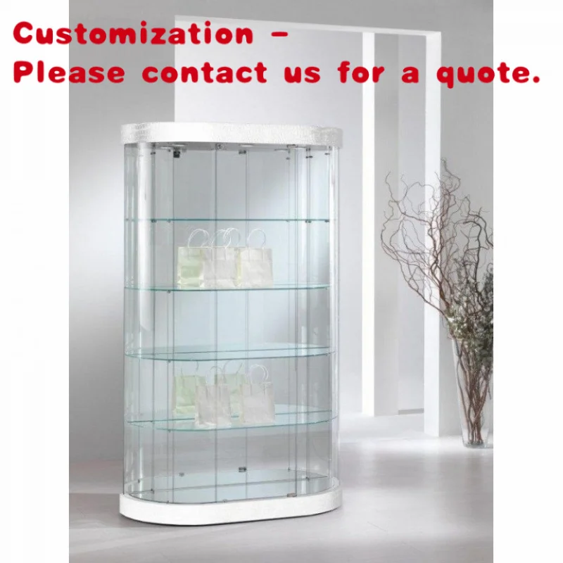 

custom.Eco-Leather Semi-Oval Display Cabinet with Tempered Glass White (112 X 38 X h 190)