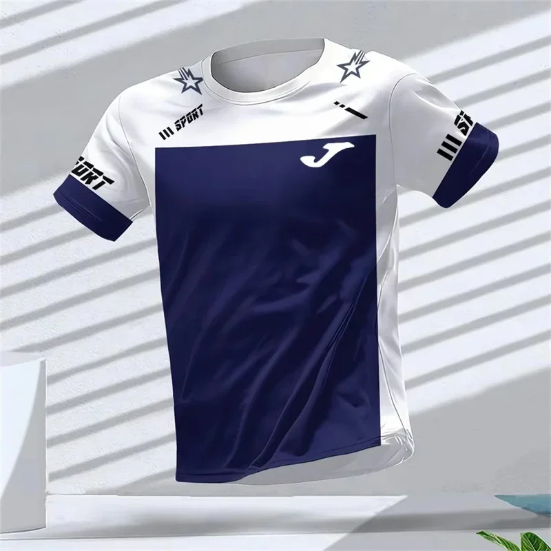 JOMA تي شيرت رياضي أنيق بسيط للرجال صيفي خارجي بأكمام قصيرة مطبوع ثلاثي الأبعاد تي شيرت غير رسمي كبير الحجم للجري والجيم تي شيرت #3