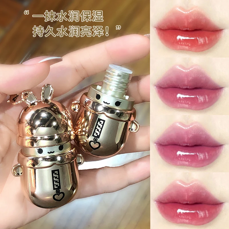 Cartoon Cute Matte Lip Gloss Soft Mist Lip Mud Long-Wearing Glassy High-shine Lip Gloss Non-sticky Hydrating Lip Plumper Makeup