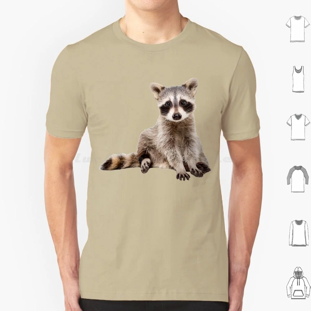 A Little Raccoon Sits Funny And Looks At You T Shirt Big Size 100% Cotton Raccoon Cute Animal Animals Little Funny Nature Baby