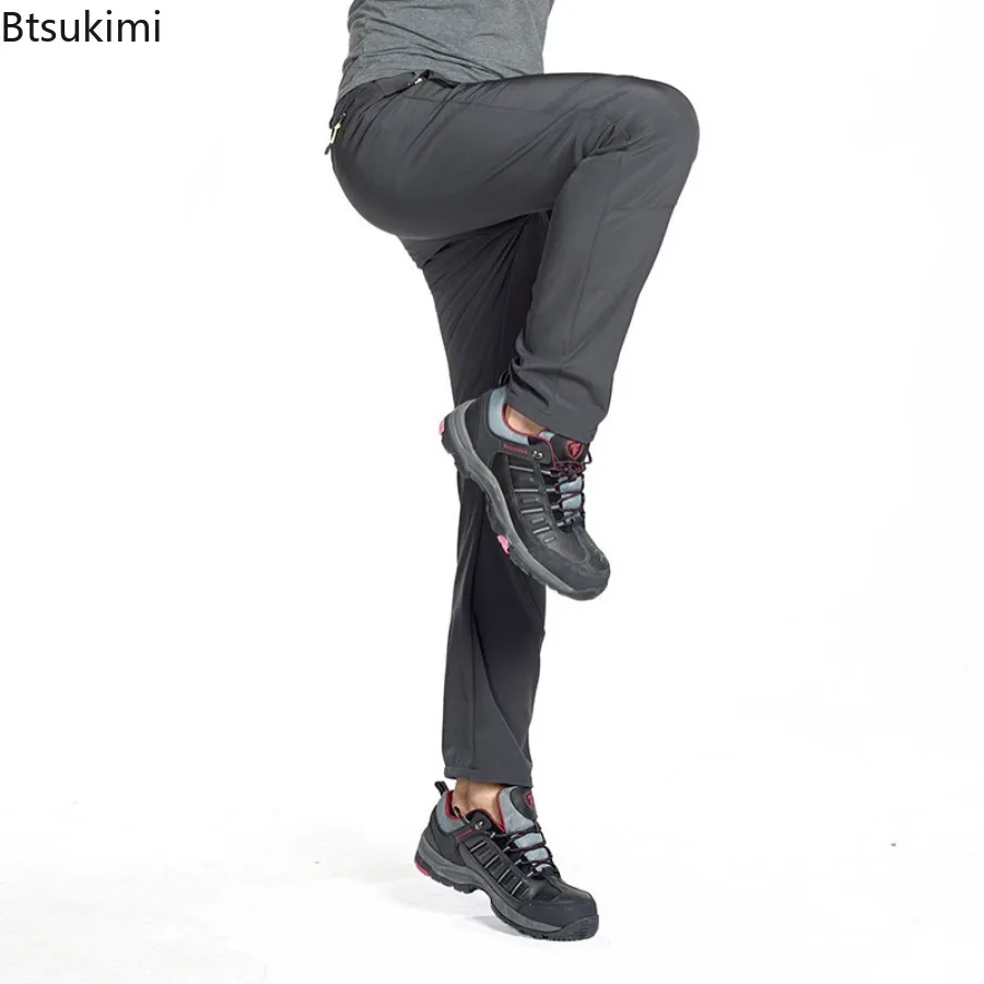 2024 Men's Outdoor Casual Sport Pants Winter Soft Shell Windproof Fleece Pants Couple Trekking Hiking Mountain Skiing Trousers