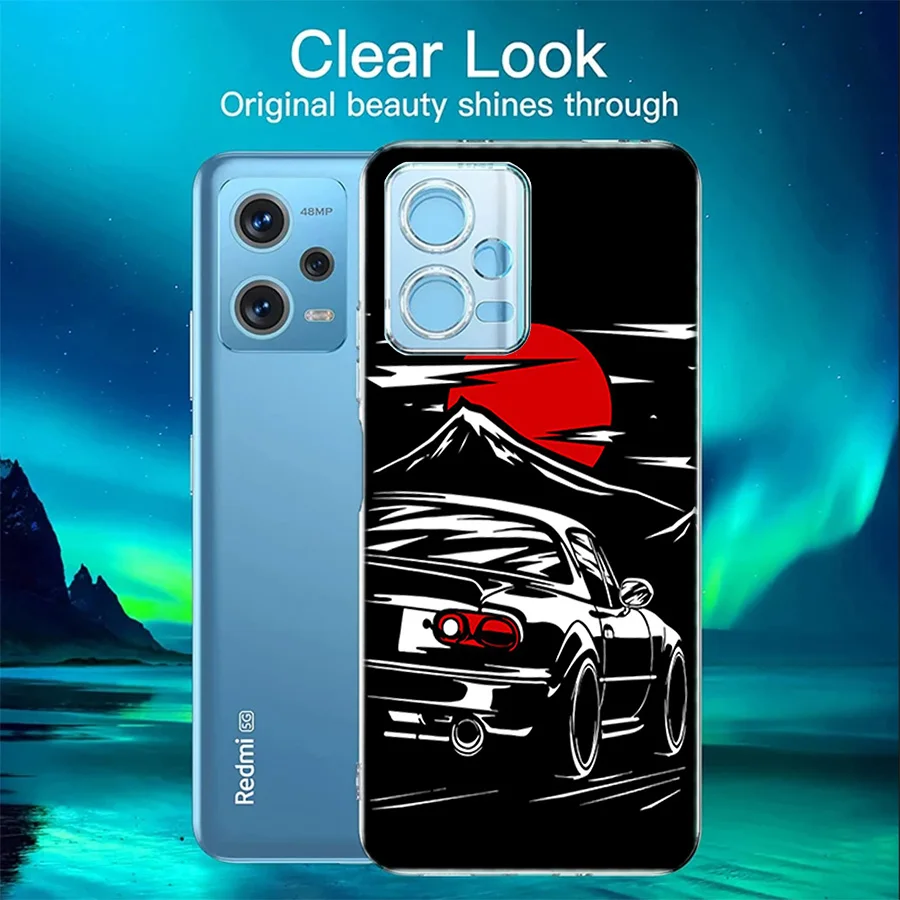 Japan JDM Sports Cars Male Men Phone Case For Redmi Note 13 5G 14 Pro Plus Redmi 12 12C 13C 14C 10 10A 10C 9 9C 9T 9A 8 8A K70 P