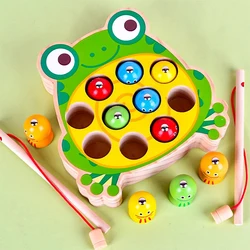 Wooden Toy Magnetic Fishing Toy Learning Fine Motor Skills Promote Parent Child Interaction Wooden Fishing Game for Boys Girls