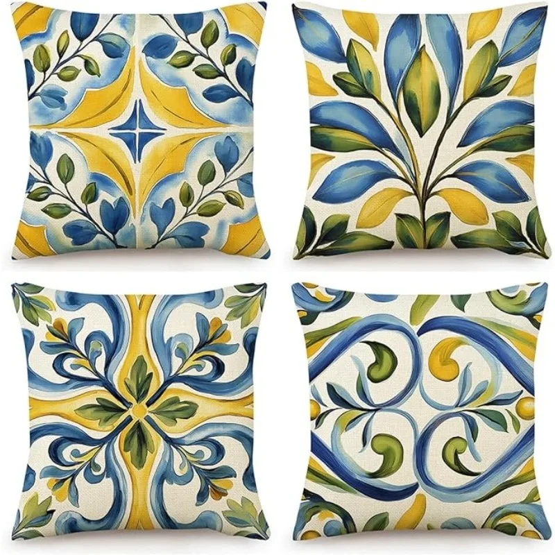 Yellow abstract floral pattern digital printing pillow cover Short plush Suitable living room bedrooms sofas throw cushion cover