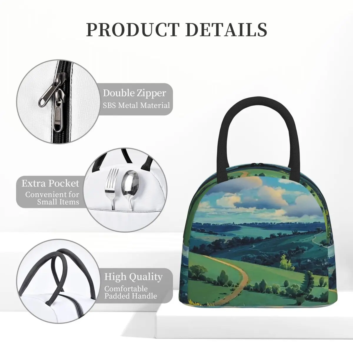 حقيبة غداء معزولة على شكل قلعة لابوتا إن ذا سكاي للنساء والأطفال، صناديق طعام مقاومة للتسرب، حقيبة غداء حرارية