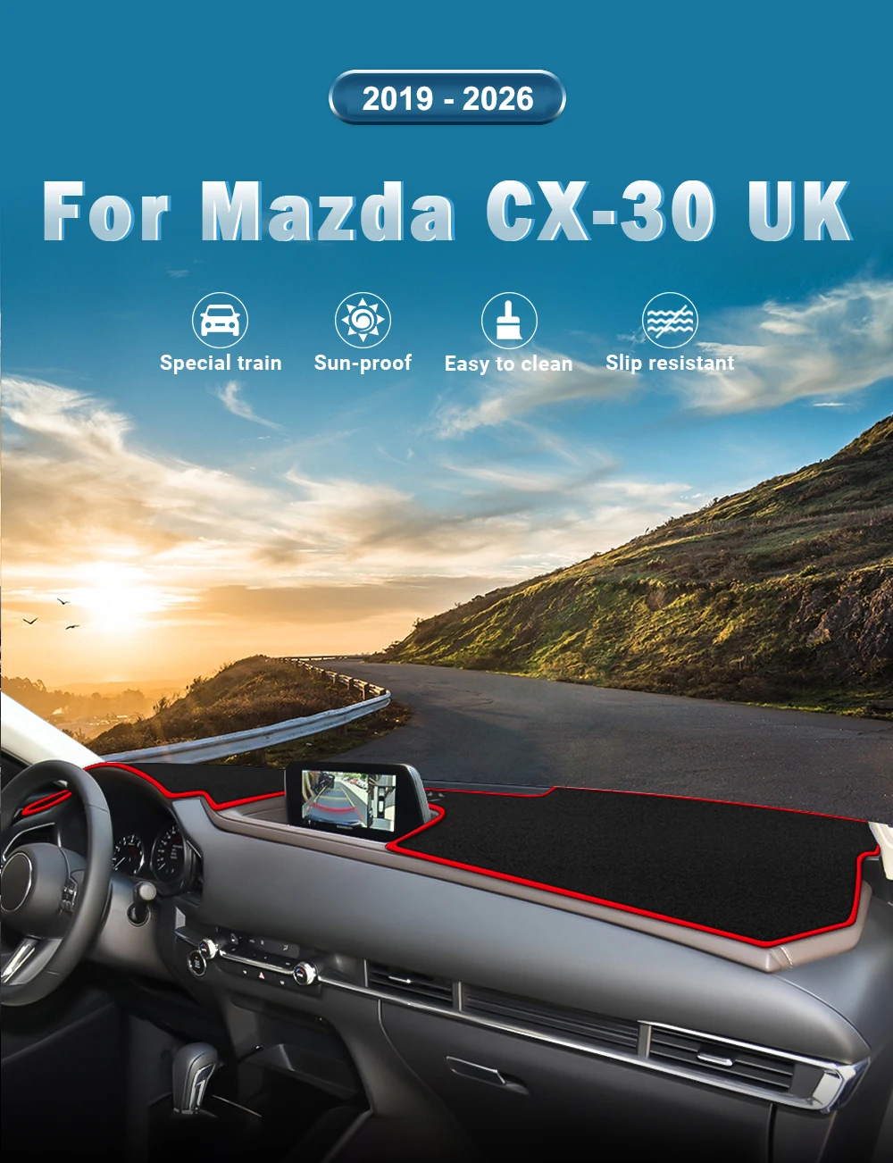 Für Mazda CX-30 CX30 DM 2019 2020 2021 2022 2023 2024 2025 2026 Armaturenbrettabdeckung Sonnenschutz Rutschfeste Matte Zubehör – Detail 1