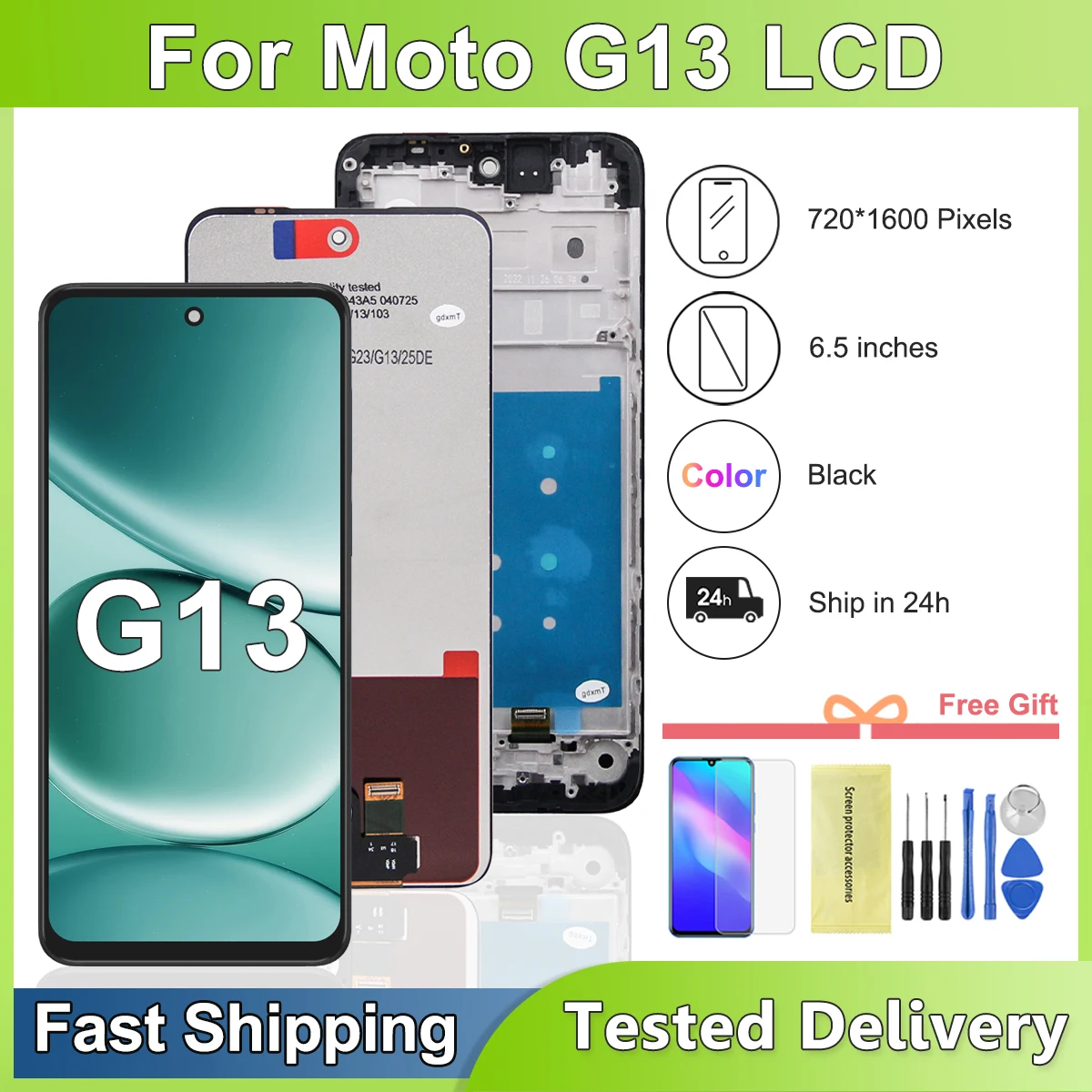 100 % getestet für Motorola Moto G13 LCD-Display Touchscreen-Digitizer-Ersatz für Moto G13 Bildschirm