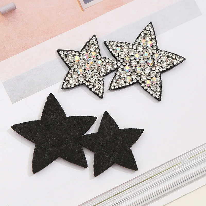 Patches Rhinestone Applique DIY For Clothing Jacket Backpack Five-pointed Star Sewing Decorative Badges BX007