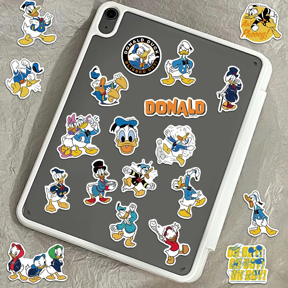 Pegatina de dibujos animados del Pato Donald, decoración personalizada con autorización genuina para teléfono móvil, iPad, impermeable para pegatina taza de agua, 50 Uds.