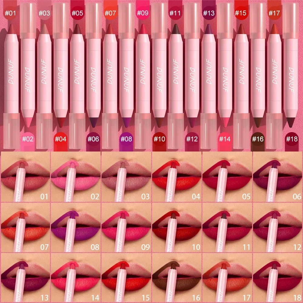 Lápiz labial mate de 18 colores, resistente al agua, duradero, Marrón Nude, delineador de labios, tinte de contorno de labios rojo, maquillaje cosmético