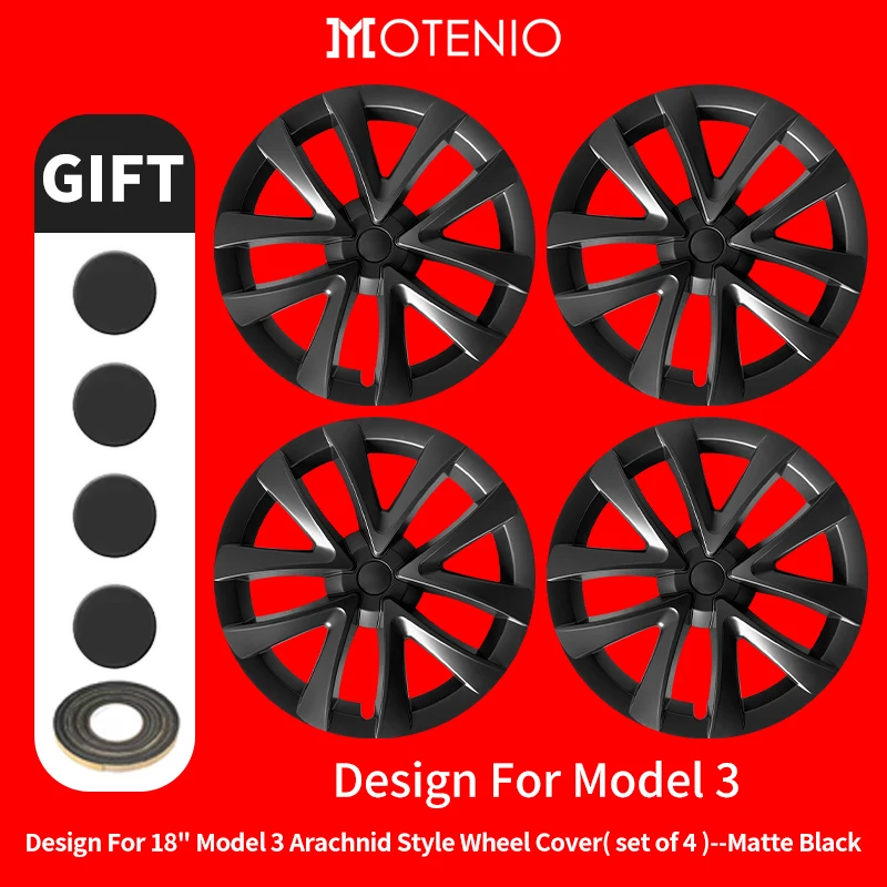 4-delige Set 18 Inch Arachnid Stijl Wieldeksels voor TESLA Model 3 (2017–2023) – Alleen voor Model 3