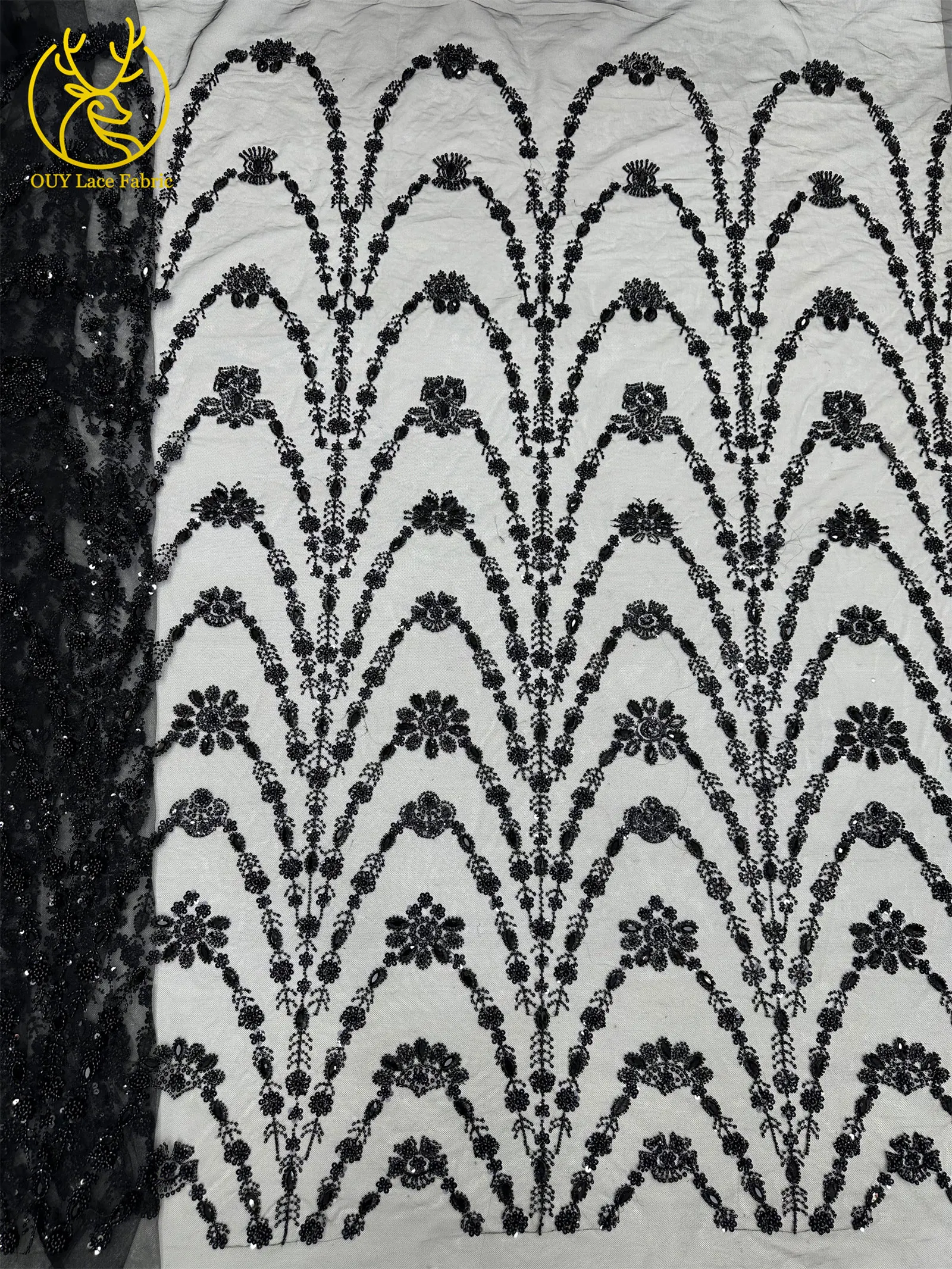 Neueste Afrikanische Luxus-Steinspitze 2026, 5 Yards Hochwertiger Französischer Perlen-Pailletten-Spitzenstoff für Nigerianische Hochzeitskleider – Detail 15