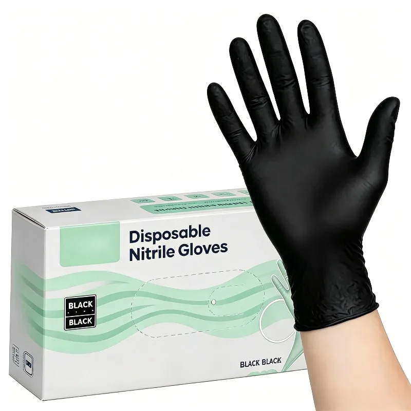 30/60/100PCS Black Nitrile Disposable Gloves Tattooing Manicures Salon Cleaning Gloves Bathroom Kitchen Pet Bathing Cleaning