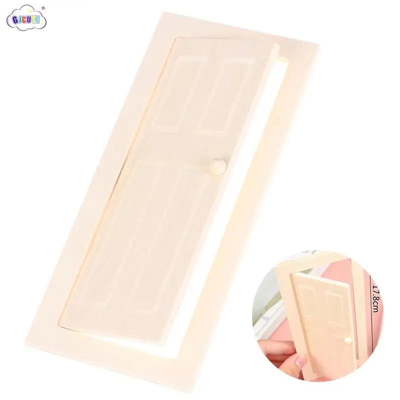 1/12 Scale Miniature Interior Wooden Door Furniture Decoration For DIY Doll House Decorations Kids Toys Gift