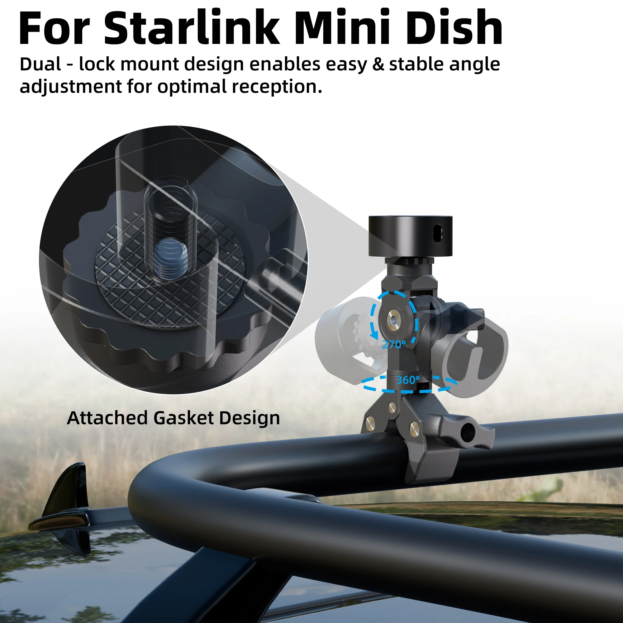 Starlink Mini Clamp Mount Adjustable Universal Pole Clamp 2024/2025 Starlink Mini Mount with Pipe Adapter Compatible for Car RV