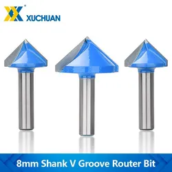 8mm Shank Wood Router Bit 90 Degrees V Groove Router Bit 3D Engraving Bit Tungsten Carbide End Mill  V Shape Milling Cutter