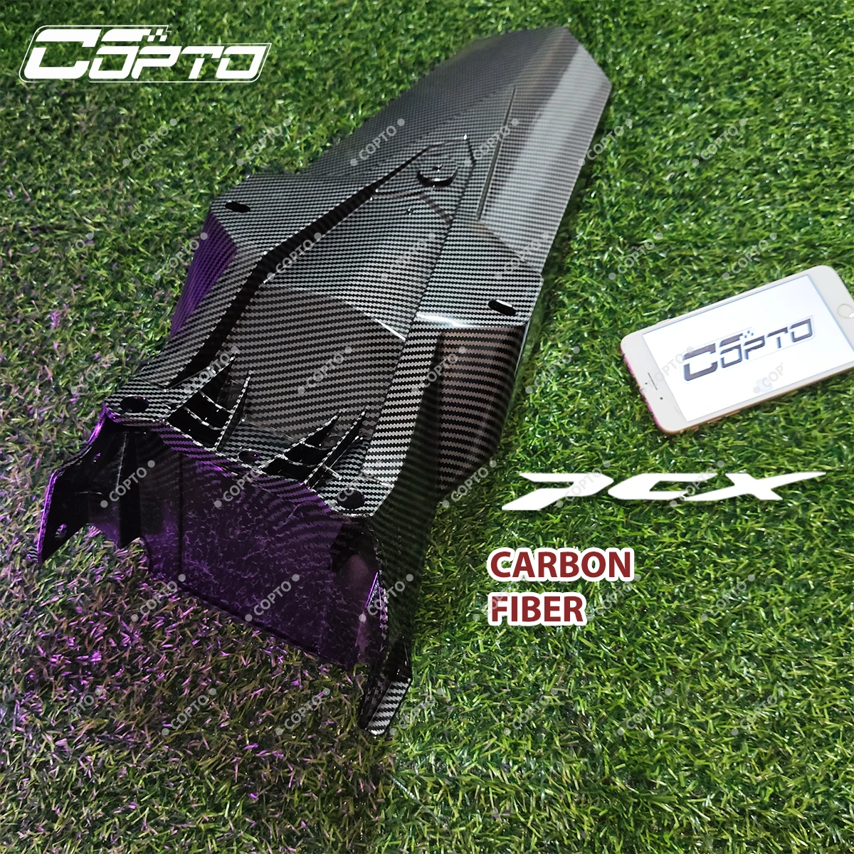 Carbon Fiber Style Rear Fender Replacement for PCX160, Waterproof Durable Scooter Mudguard Easy Installation