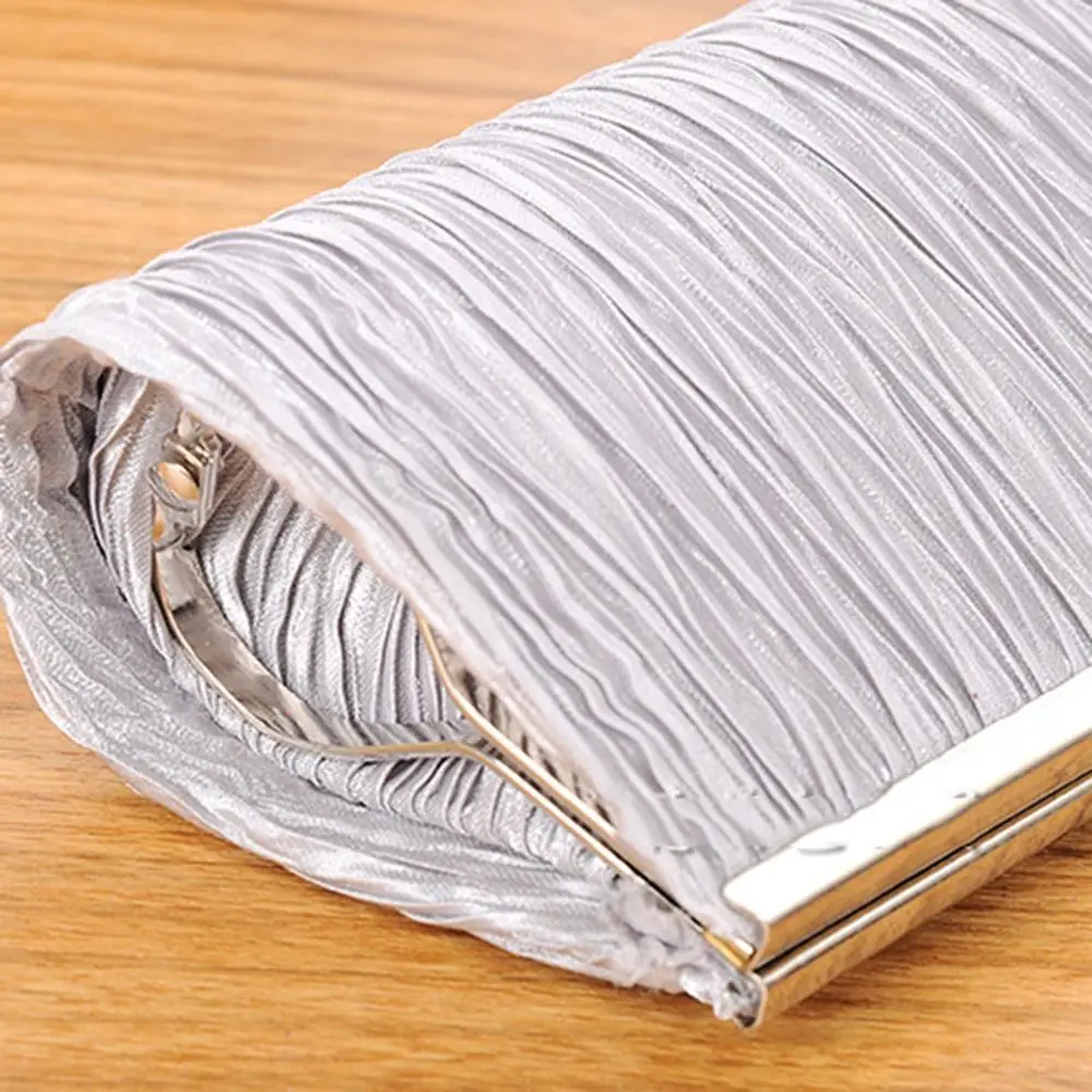 Exquisite Multicolor Pleated Clutch Purse Cloth with Chain Dinner Bag Shoulder Bag Messenger Bag Evening Party Purse Ladies