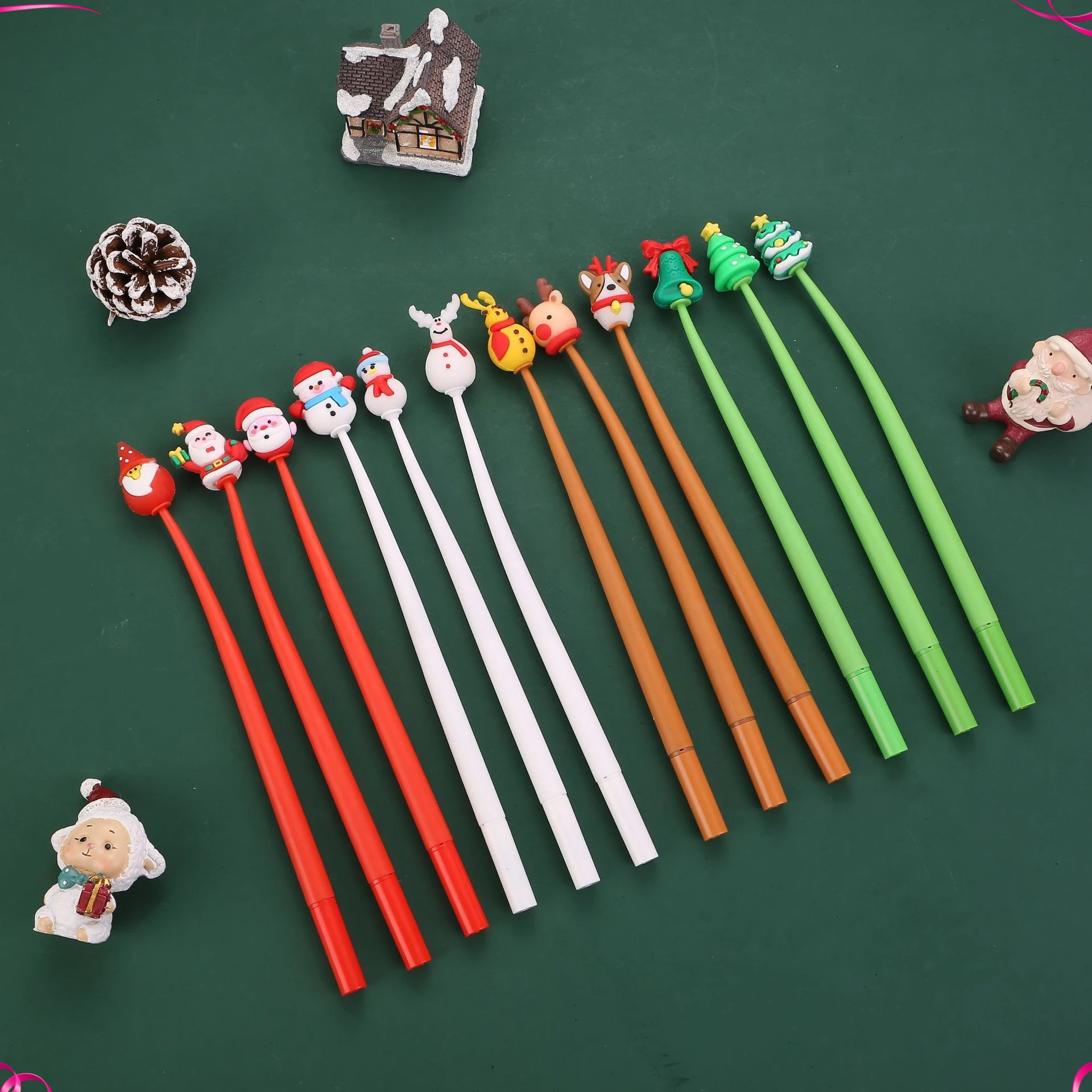8 Pcs Christmas Student Gifts Silicone Shake Music Pen with 0.5mm Tip Cute Cartoon Water Pen for Schoo Journaling Supplies