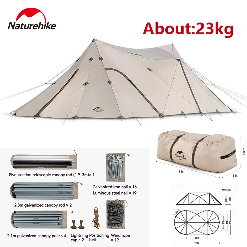 

Naturehike Glamping Large Canopy Outdoor Sun Shelter Silver Awning Tarpaulin Courtyard Party Picnic Tarp 20-30 Persons 60㎡ Tent