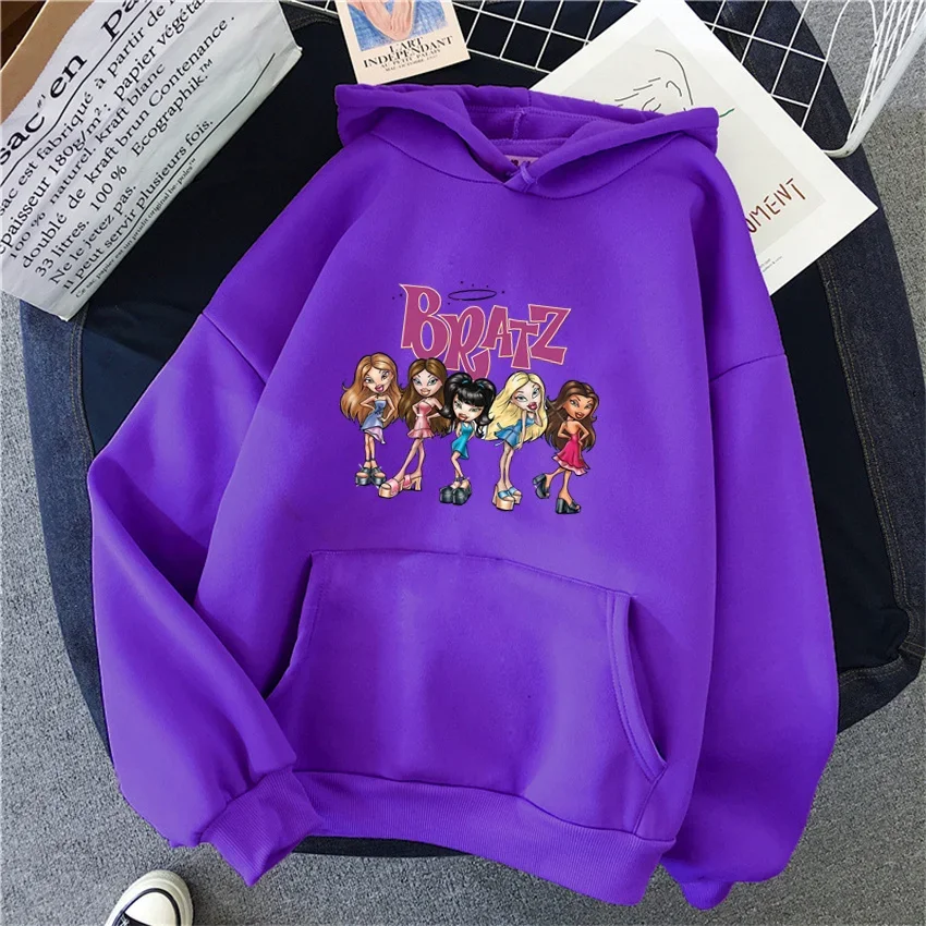 Bratz nadrukowane litery kobieta bluza z kapturem damska bluza z kapturem Hip Hop z długim rękawem Streetwear unisex ubrania męskie topy plussize