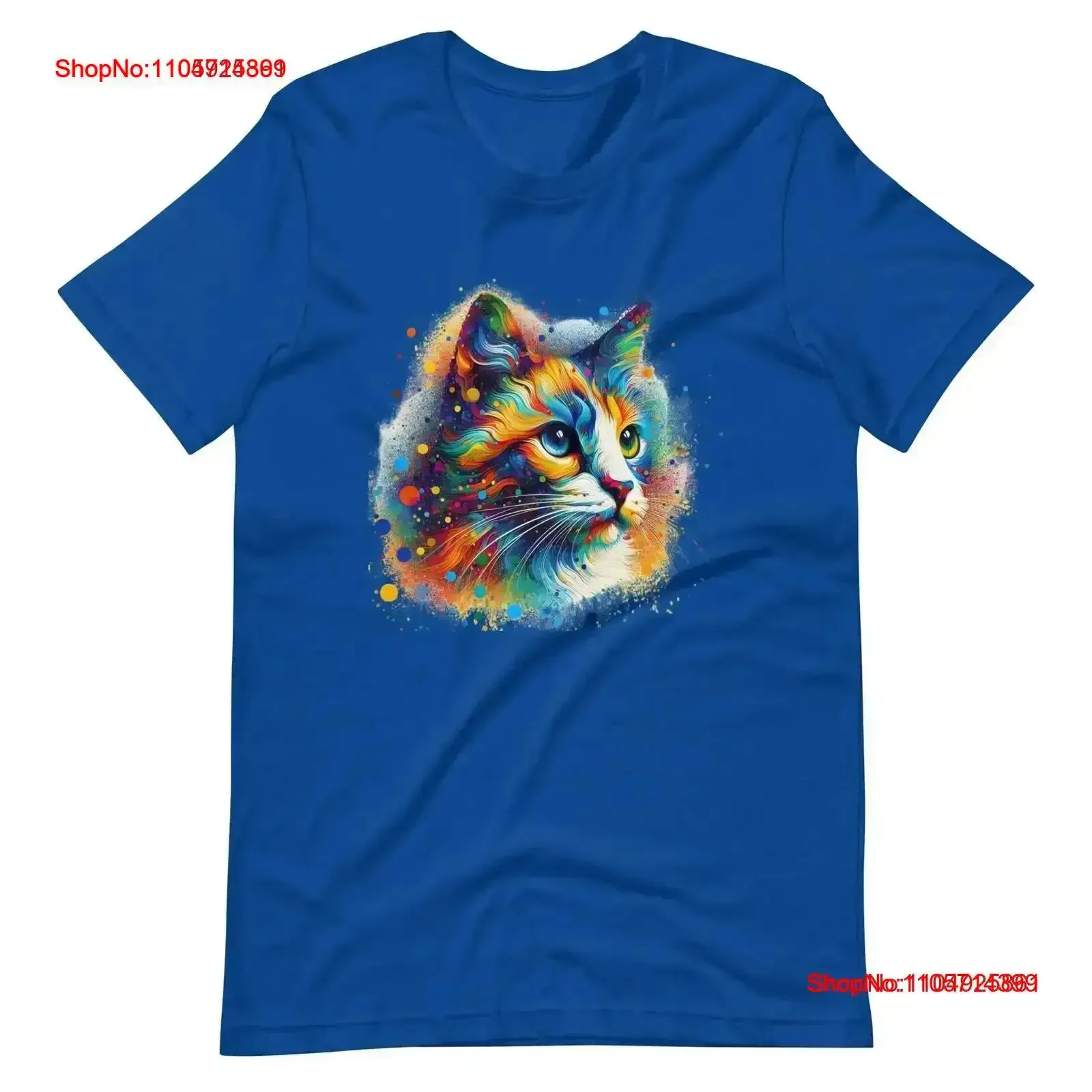 Bright Abstract Cat Art T Shirt Eye Catching Feline Design vintage Washed Versatile Casual Slightly Soft Stylish fashion