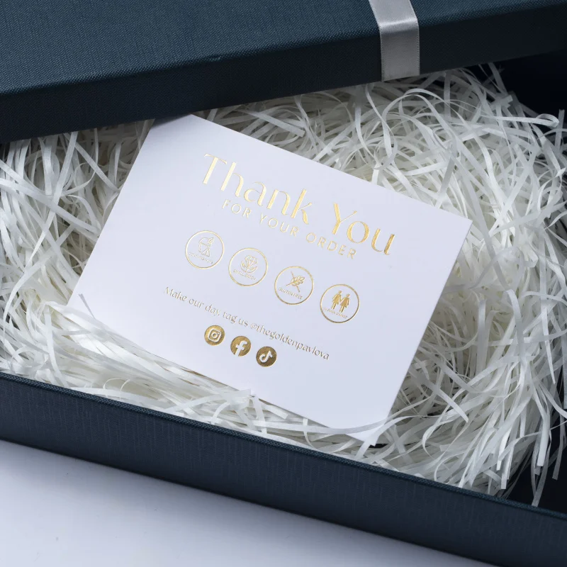 20 0.Zhang.Custom.Luxury custom 600g thick paper thank you post card with foil logo