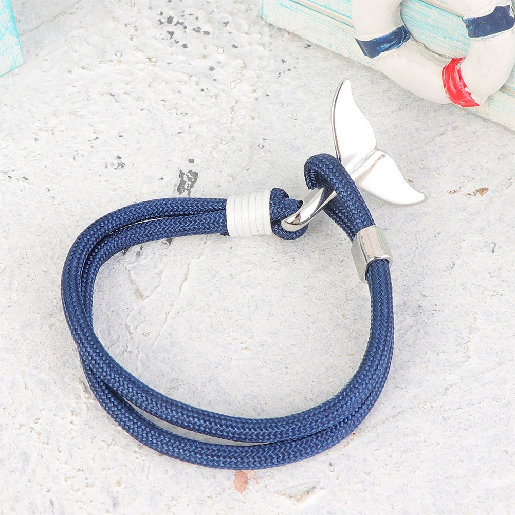 

2Pcs Whale Tail Couple Bracelets Durable Paracord Survival Rope Chain Wristbands Eye-Catching Whale Tail Bracelet