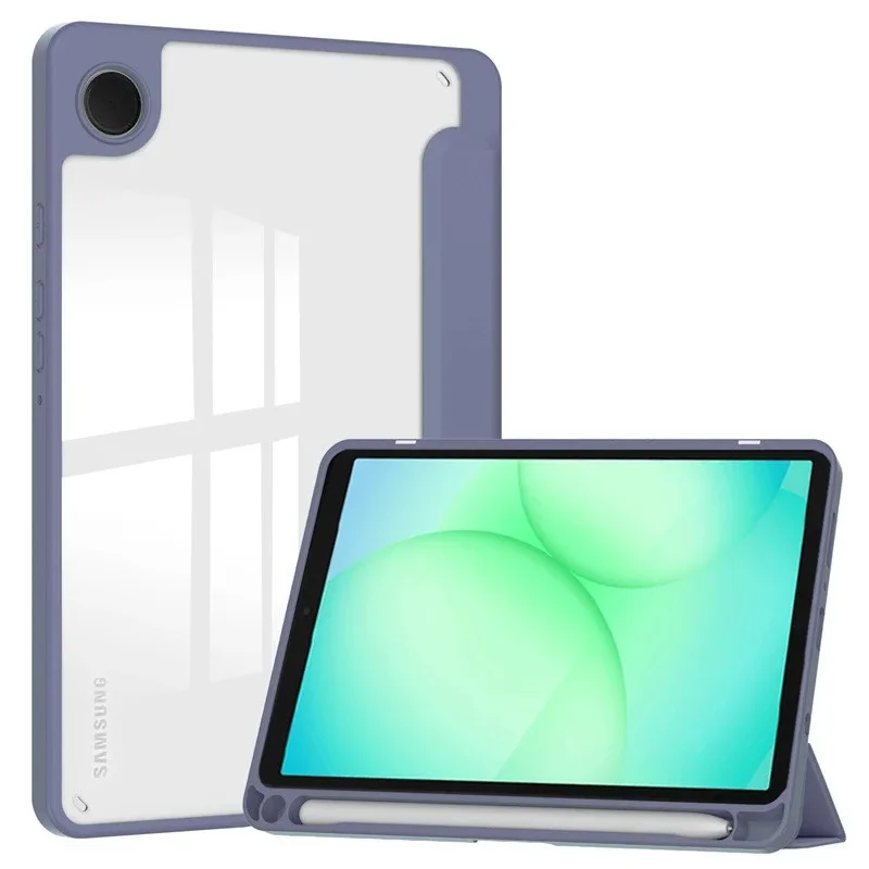 

Acrylic Back Case For Samsung Galaxy Tab A11 8.7 inch 2025 Case Folding Stand With Pencil Holder Funda SM-X130 SM-X133 8.7"Cover