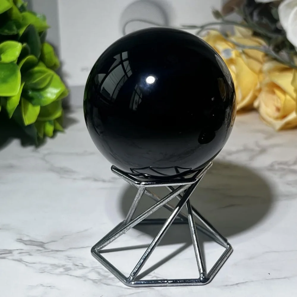 Five Size Black Obsidian Sphere Polished Divination Natural Obsidian Protective Crystal Sphere Meditation Healing Crystal Ball view 6
