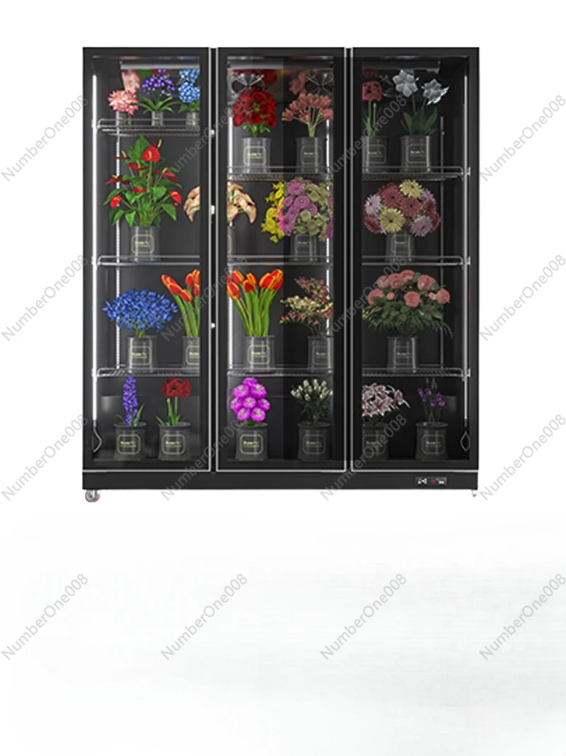 Flower fresh-keeping cabinet refrigerated display cabinet freezer commercial three-door air-cooled refrigerator freezer