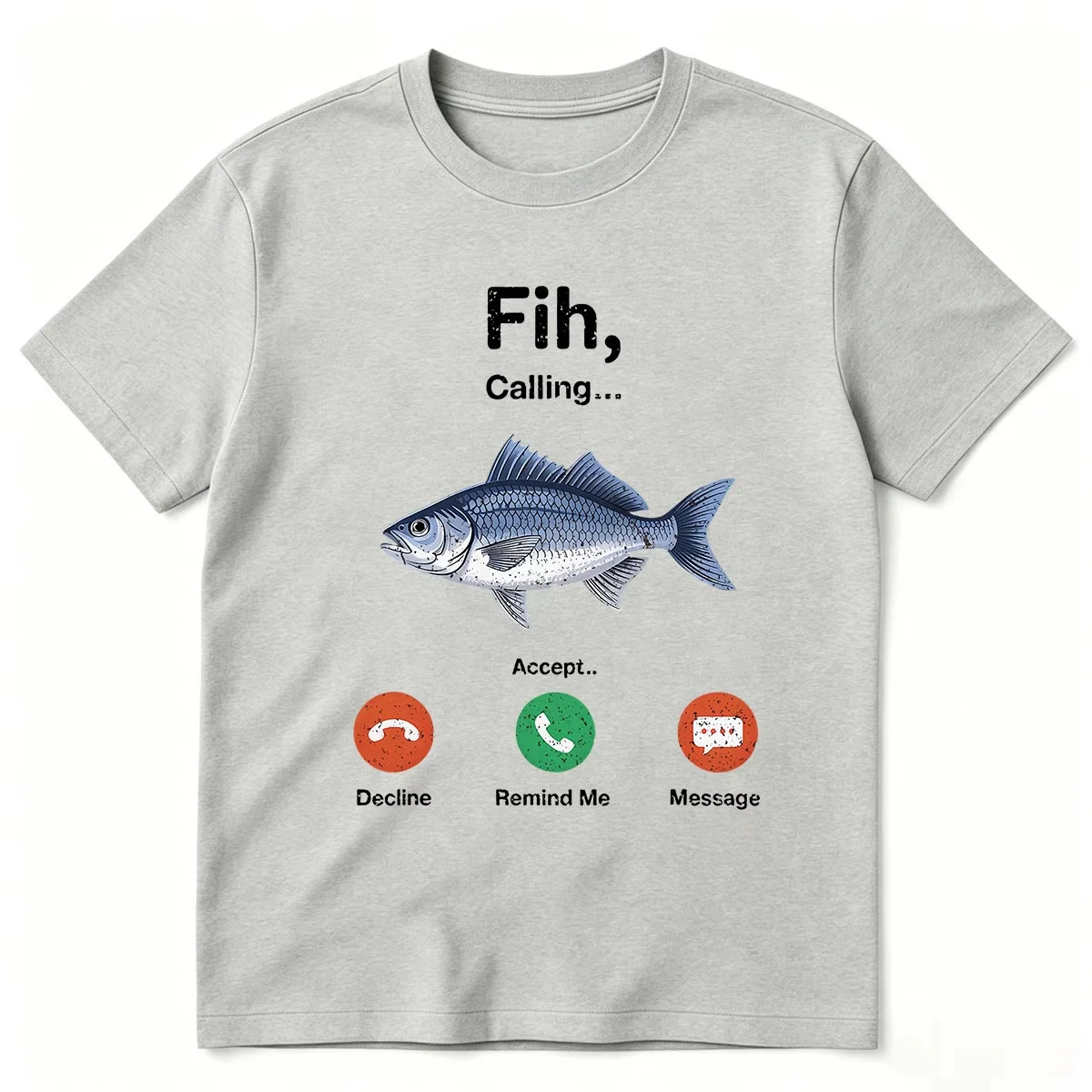 Fish Calling Graphic T-shirt Funny Phone Call Fishing T-shirts Men Women Fashion 100% Cotton Short Sleeve Oversized T Shirt Tops