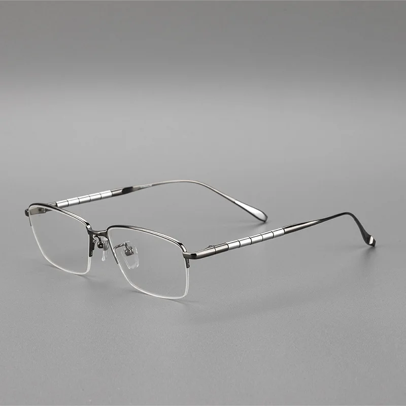 

Japanese pure titanium half frame glasses frame men memory reading glasses square business frame myopia glasses frame