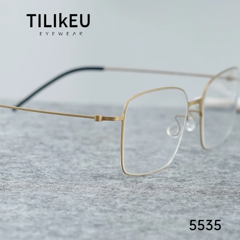 

Denmark Screwless Designer Pure Titanium Square Large Frame Eyeglasses Men and Women Minimalist Thin-Rim Ultralight Eyewear 5535