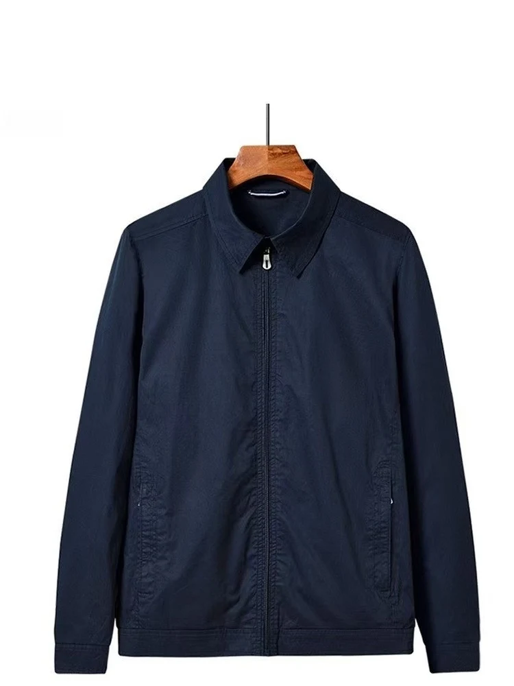 

Spring Autumn Pure Cotton Slim Fit Casual Jaet for Middle-Aged Men Busin Sle Thin Collar irt Sle Outerwear