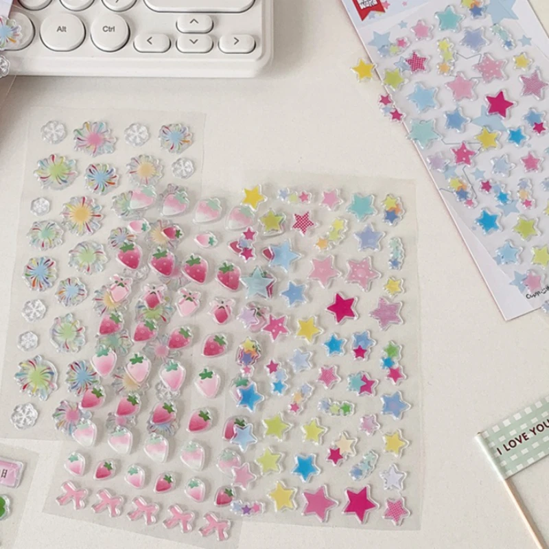1pc 3D Journal Stickers Strawberry Clover Decorative Stickers for Phone Cases DIY Craft Deco Stickers Supplies