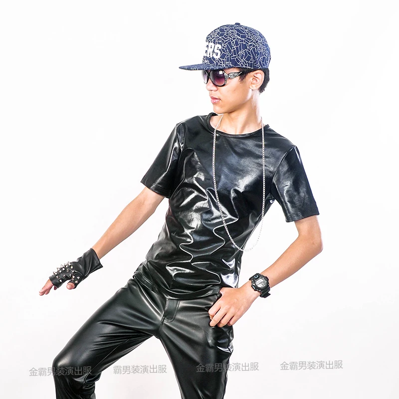 S-5XL Sliver Black Solid Color Short Sleeve T-shirt Nightclub Original Male Singer Rock DJ Bar Stage Personality Clothing Men