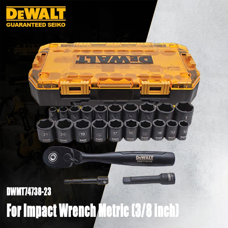 Dewalt DWMT74738 Impacting Sockets Accessory Set 23Pcs Metric(3/8inch) Suitable Impact Wrench Tightening and Remove Nuts Screws