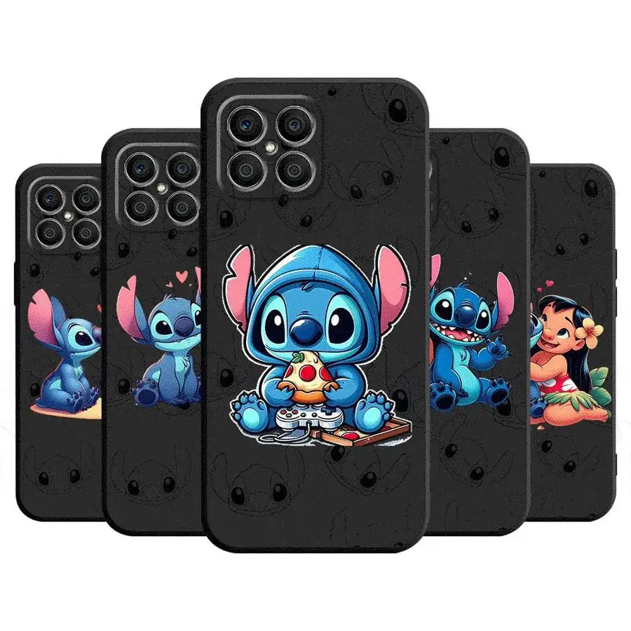 Cartoon Disney Cute Stitch Case For Honor X8a X8 90 X9a 8X 70 X9 X6 Magic5 Pro P40 Pro Black Soft Phone Funda