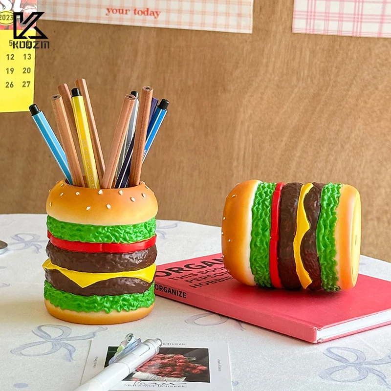 

Hamburg Design Pen Holder Smooth Creative Desktop Storage Container Multi-Purpose Funny Makeup Brush Storage Bucket