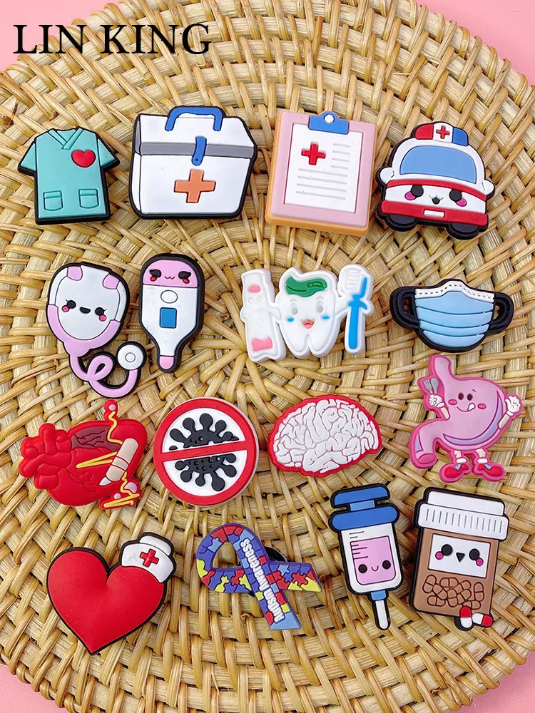 Kawaii Medic Shoe Charms Decorations Women Clog Garden Shoes Accessories Diy Buckle Decor Fit Wristbands Adult Kids Party Gifts