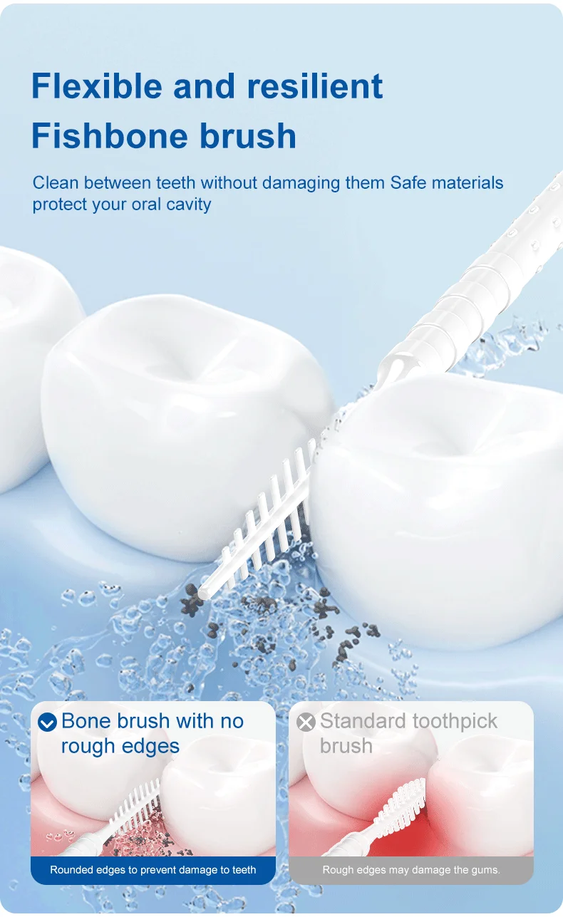 Super Dee 300 Stück/Set Doppelköpfige Zahnseide-Sticks Interdentalbürste Mundpflege Zahnhygiene Pflegestäbchen Einweg – Detail 5