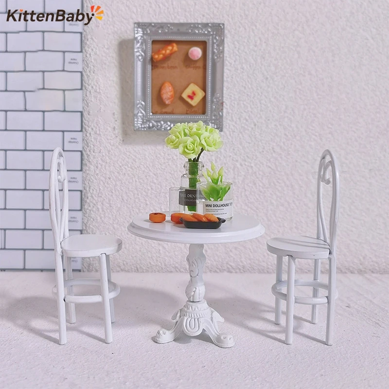 Fairy Garden Table and Chairs Metal Retro Dollhouse Miniature Garden Items Set Terrarium Home Living room Decoration Accessories