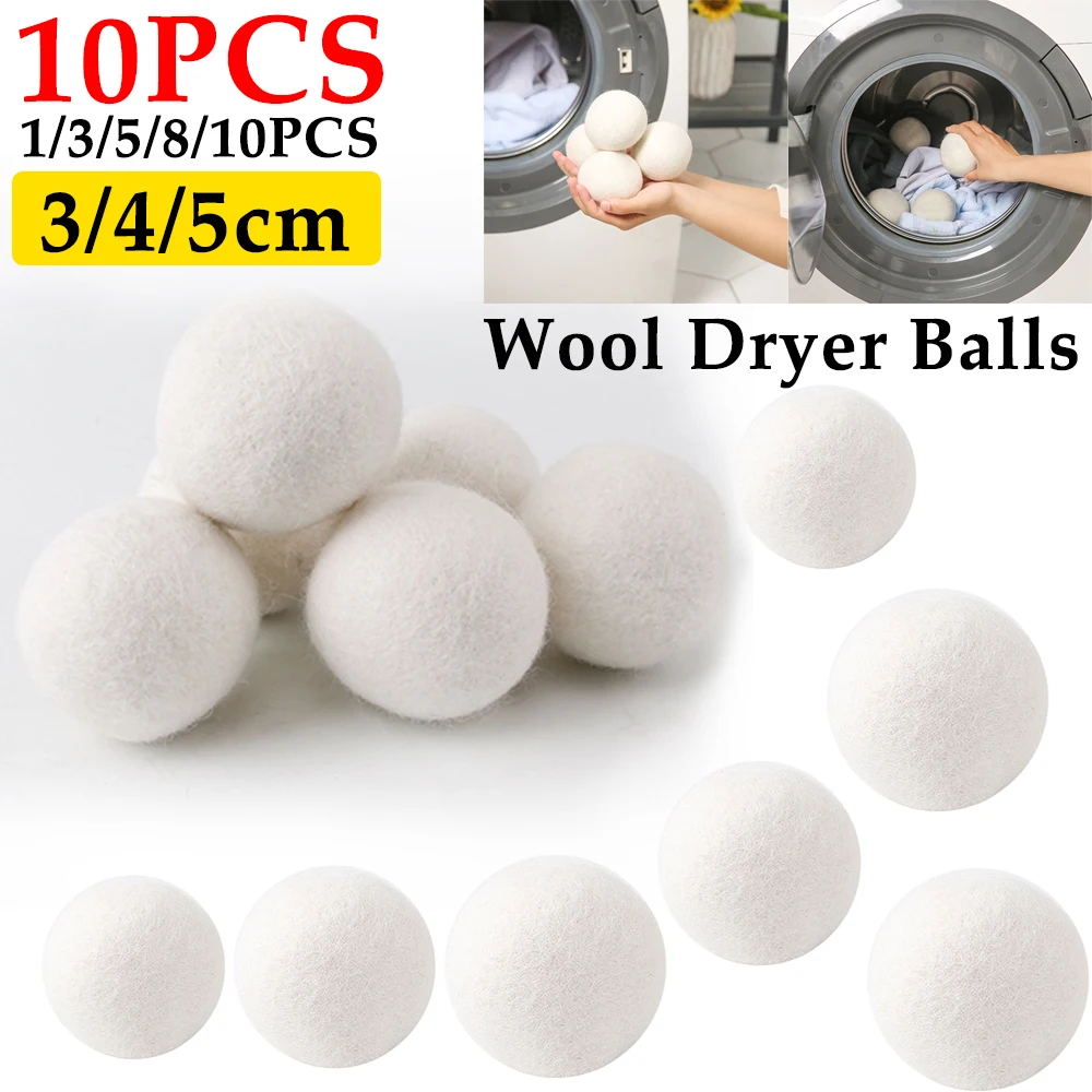 1-10pcs Wool Dryer Balls Reusable Natural Fabric Softener Laundry Washing Machine Accessories Home Washing Fleece Dryer Balls