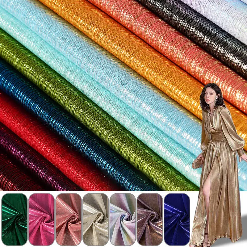 100x148cm Metallic Gliter Shiny Fabric Stretch Dressmaking Fabric Crafts Sewing DIY Clothes Sewing Craft Material Supplies